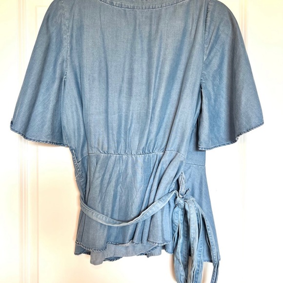 Loft Denim Blue Wrap Top - Picture 3 of 6